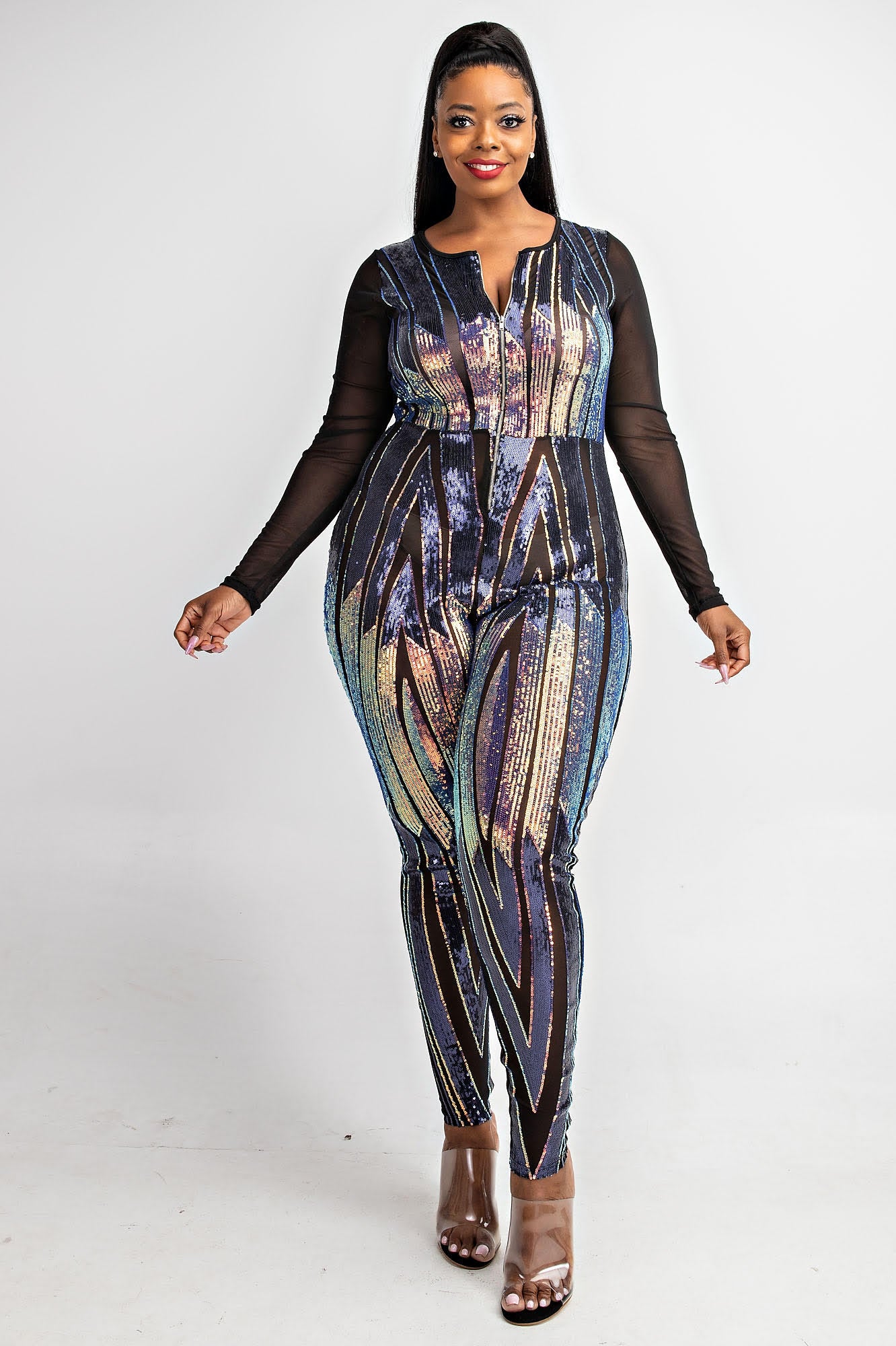 black sequin jumpsuit plus size