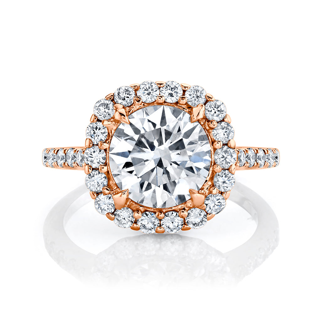 Yellow Gold Halo Diamond Engagement Ring Setting | Harold Stevens Jewelers
