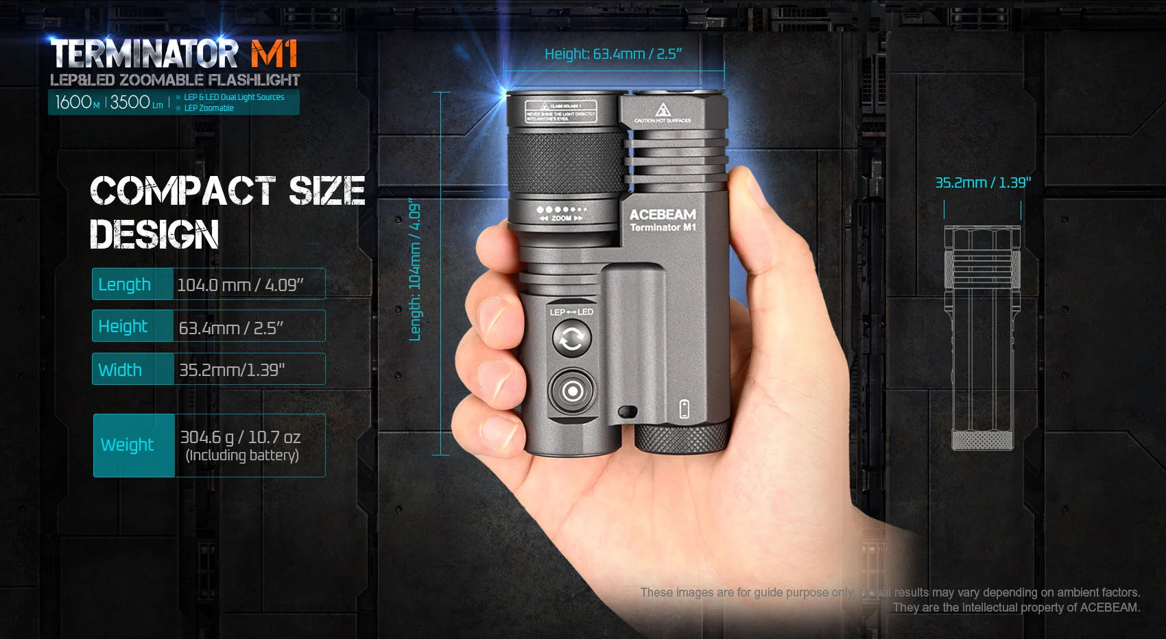 Acebeam Terminator M1 Dual Head LEP Flashlight — Killzone 
