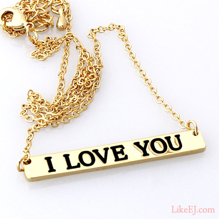 I Love You Bar Necklace