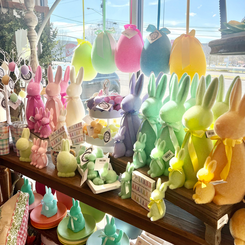 Bright Flocked Easter Bunny Display