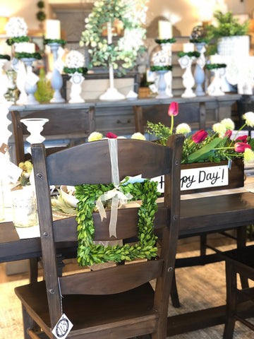 Boxwood Wreath on Chair