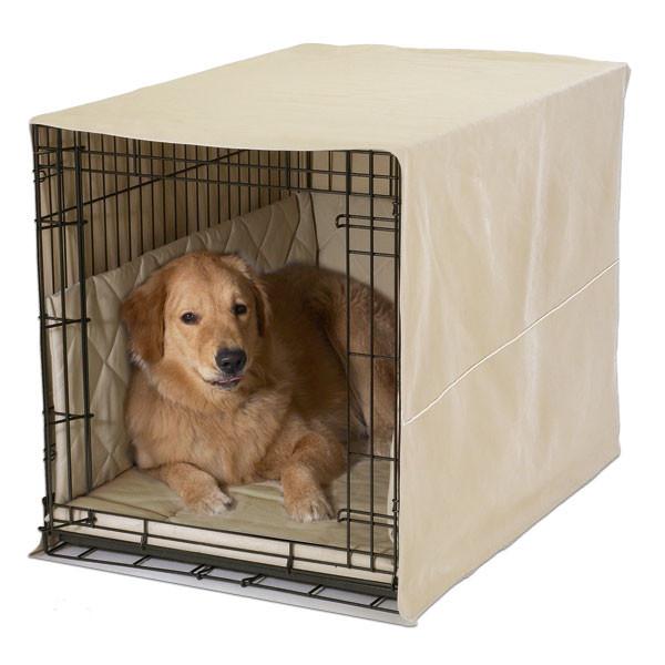 putting blanket over dog cage