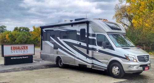 Photo courtesy Equalizer Systems. An RV with a completed installation is ready to hit the road.