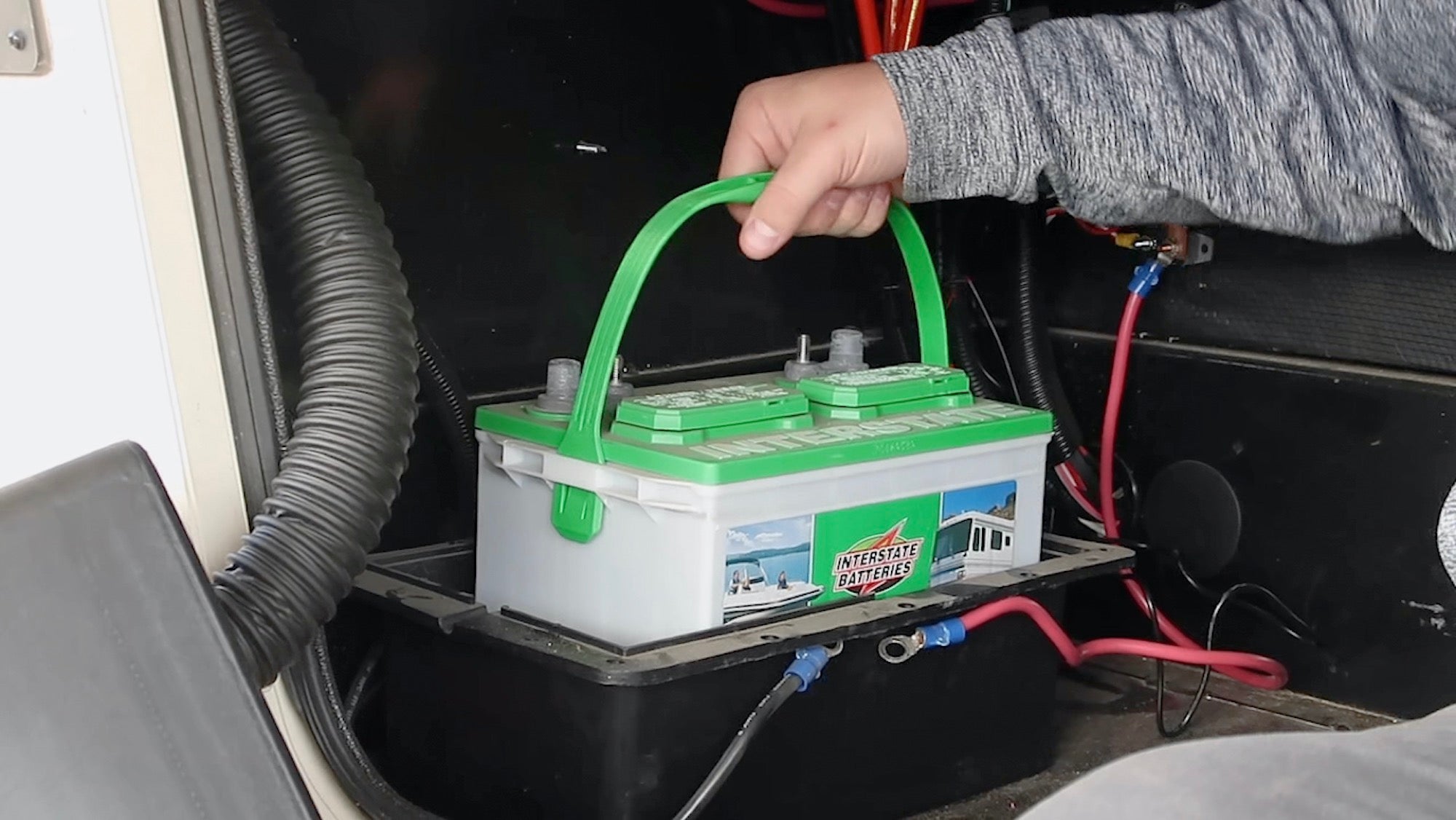 Replacing or charging a recreational vehicle battery