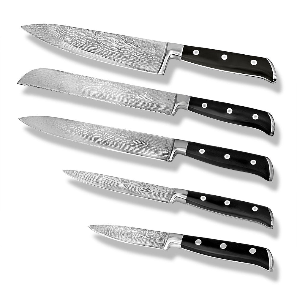 Сеты ножей. Ножи SILISLICK. Hot Damascus Set Knife Shadow Series 5-piece Set.