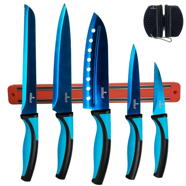 SiliSlick Kitchen Knife Set - Blue Handle