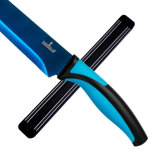 SiliSlick Stainless Steel Blue Handle Knife Set - Titanium Coated Utility  Knife, Santoku,, 1 unit - Fry's Food Stores