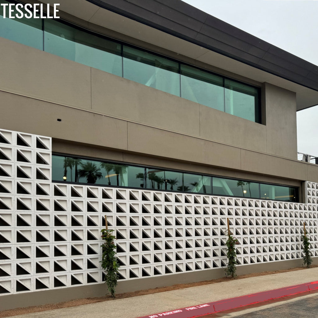 Unveiling the Tesselle Incline White Breeze Block Installation at Desert Horizons Side Front