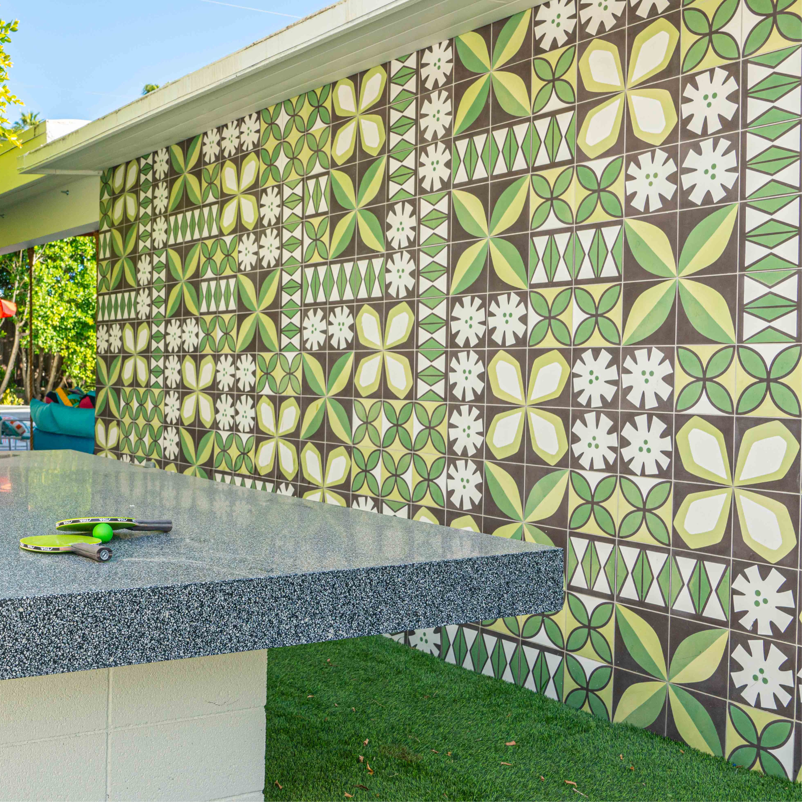 Tapa Green Montage Square Cement Tiles by Shag