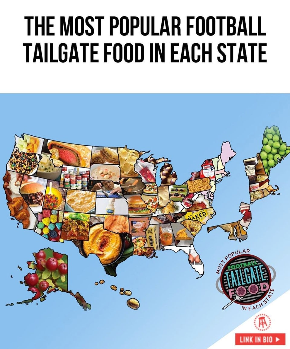 The Most Popular Football Tailgate Food in each state