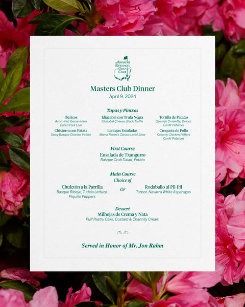 Masters Dinner Menu 2024