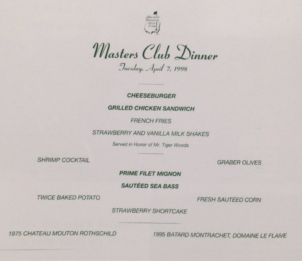 Tiger Woods Dinner