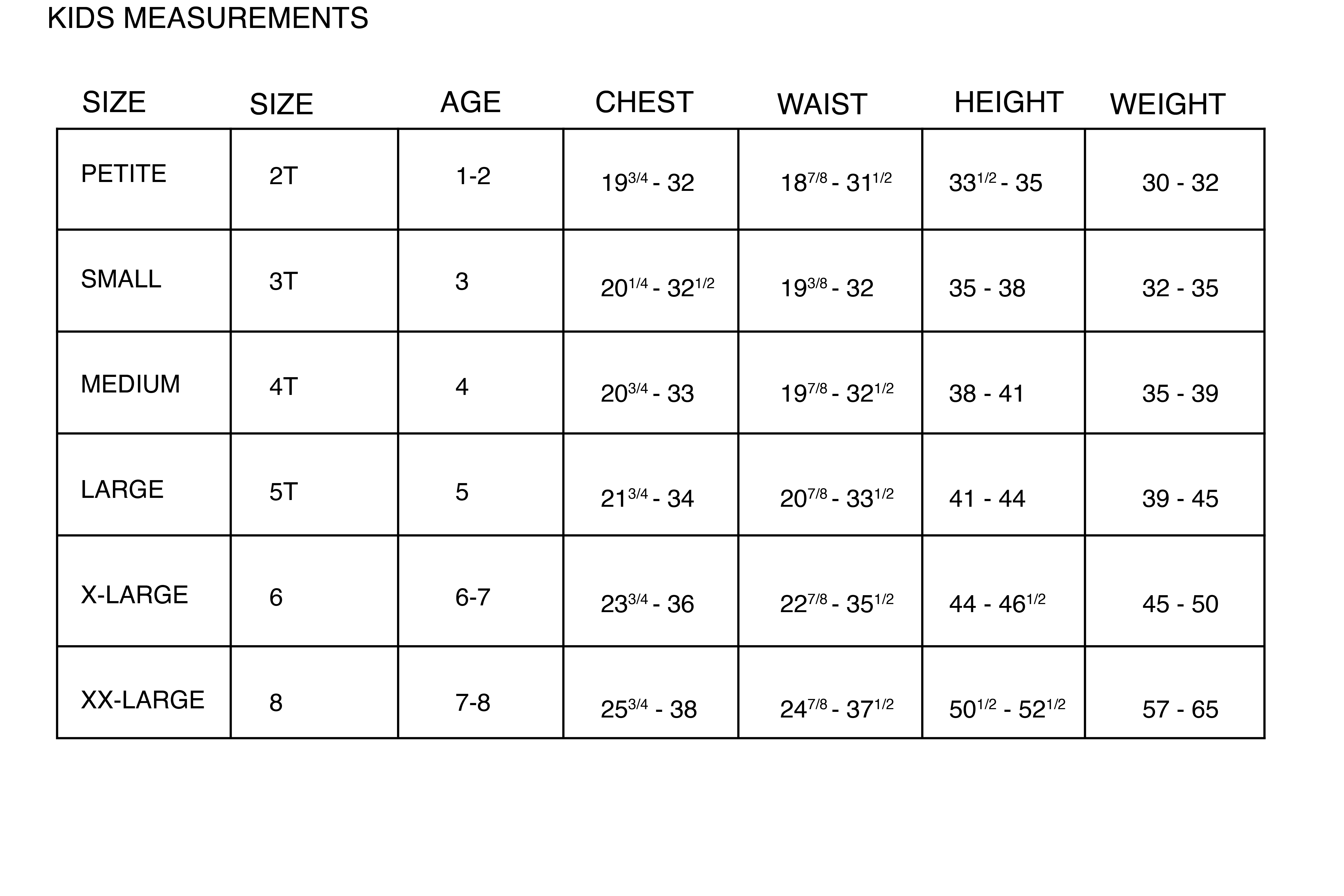 Size Guide – ACACIA