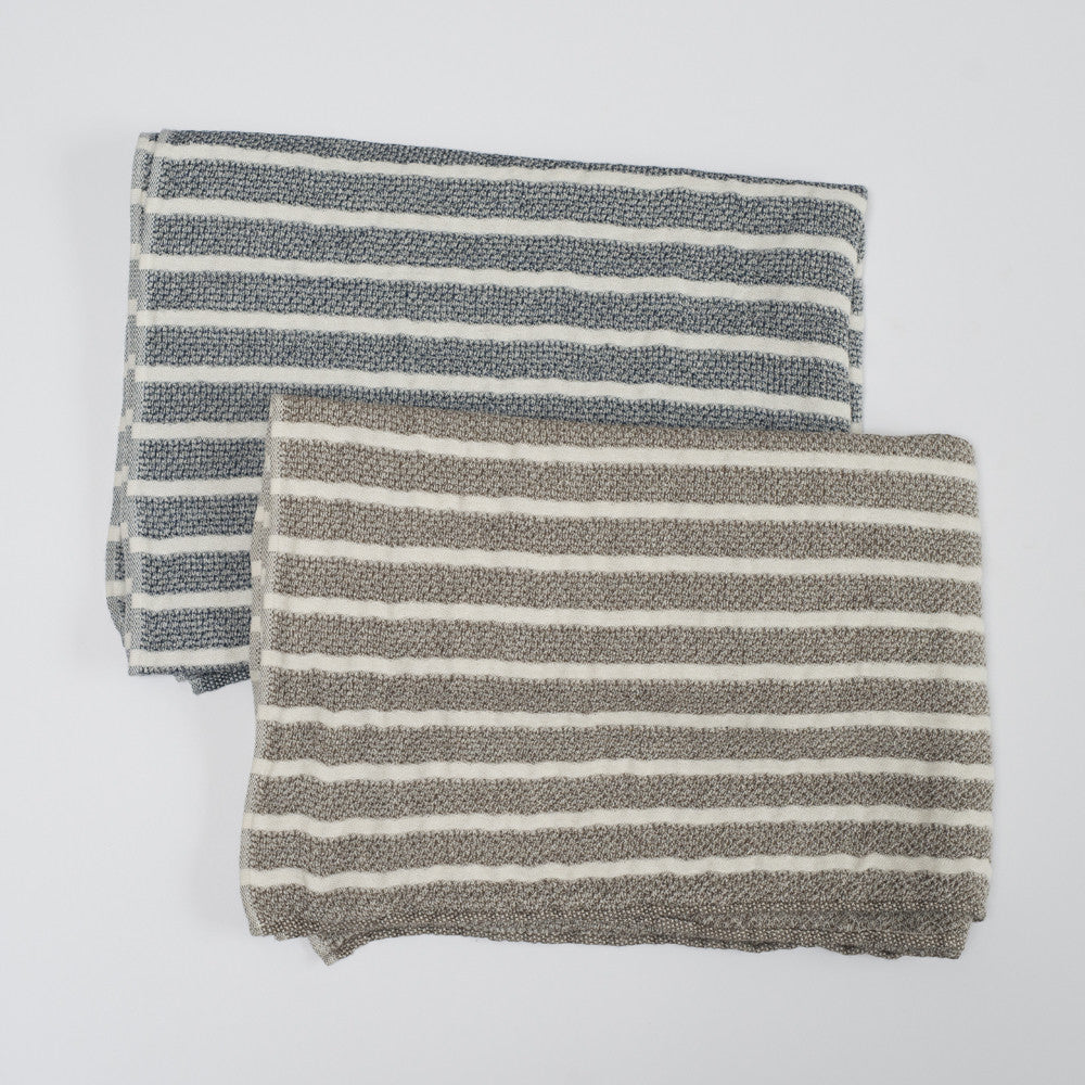 Stripe Navy and Off White Linen / Cotton Bath Towels clothandgoods