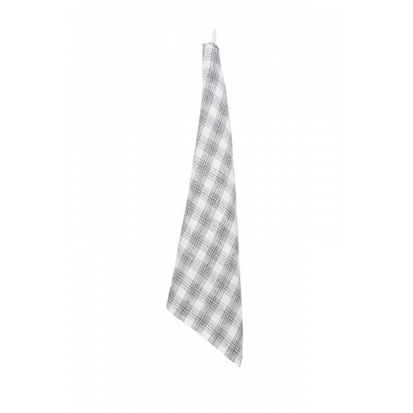 Stone Washed Linen Dish Towel / White Check
