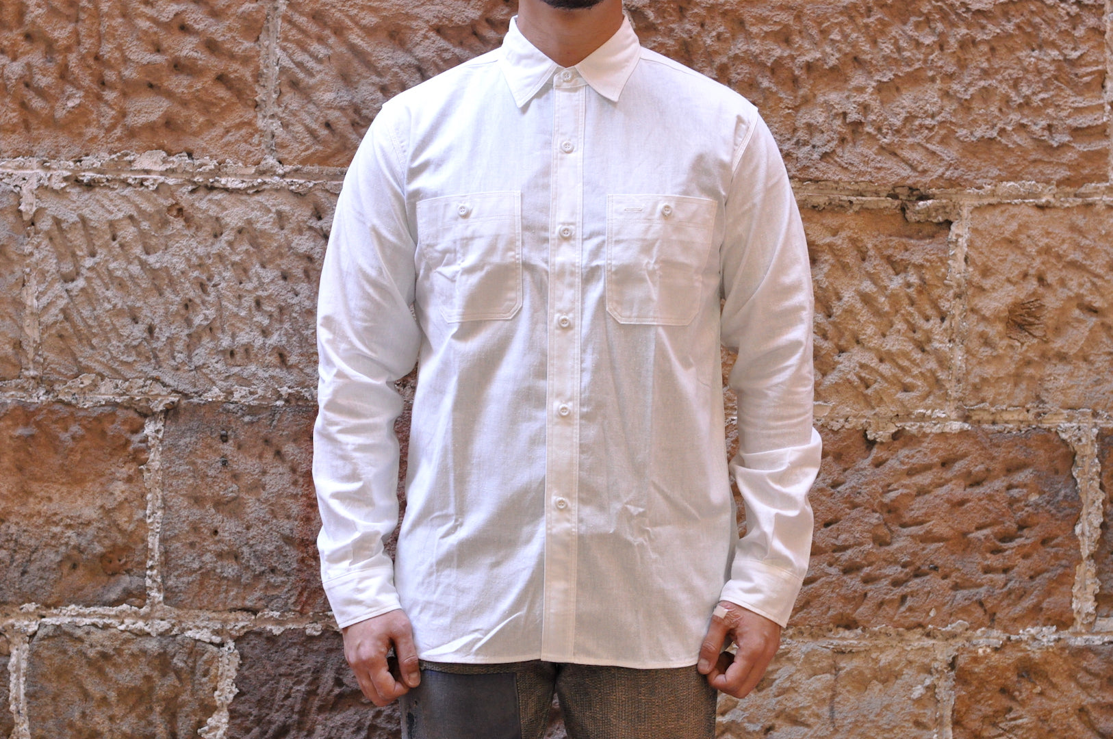 WAREHOUSE 8OZ SELVAGE CHAMBRAY 'TRIPLE STITCHED' WORK SHIRT (WHITE ...