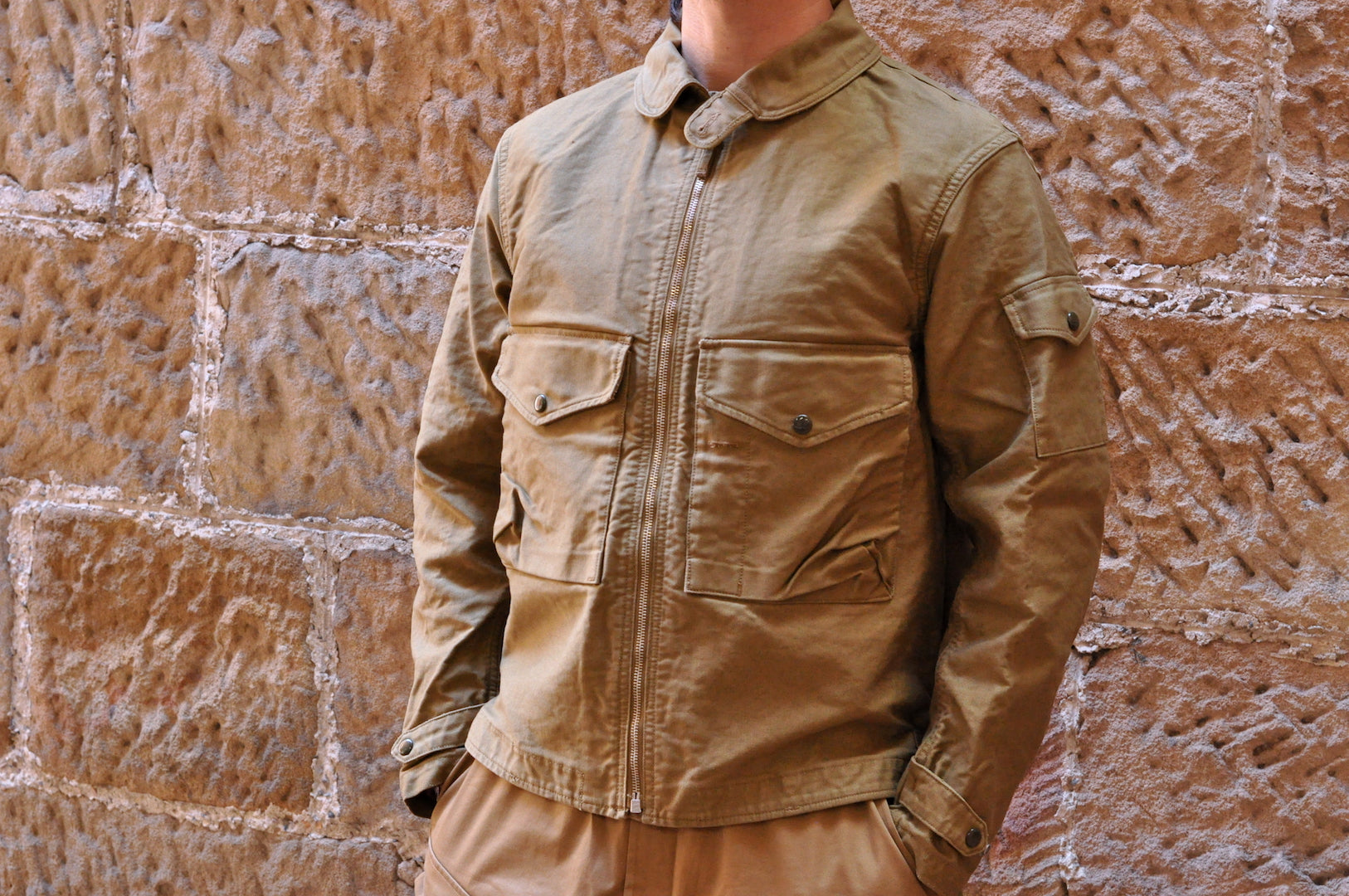 Freewheelers ‘S-8 Aviators’ Flight jacket (Khaki Beige) - CORLECTION