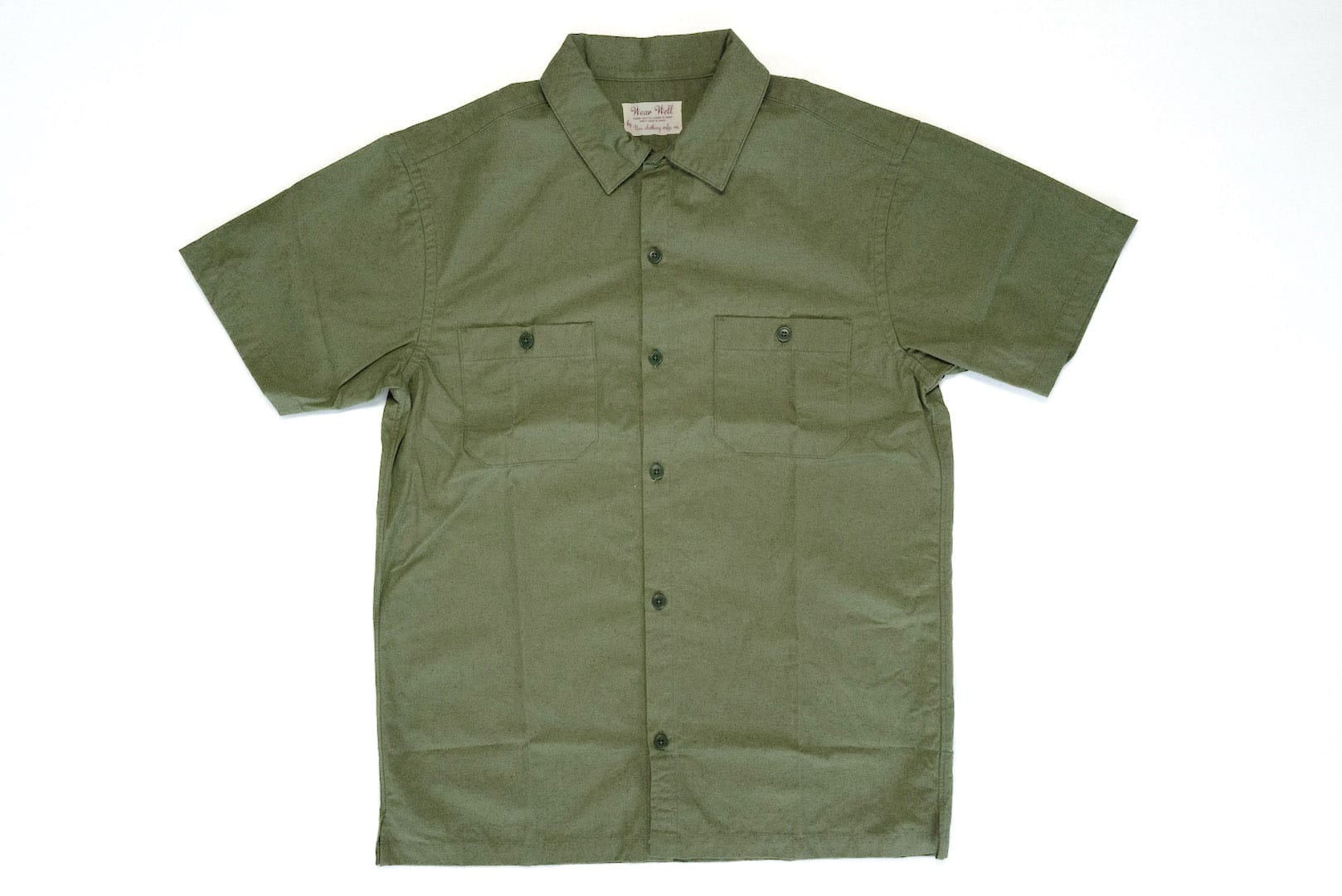 UES MEDIUM WEIGHT COTTON CANVAS S/S MECHANIC SHIRT (OLIVE) - CORLECTION