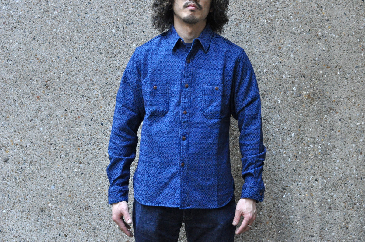 Studio D'Artisan Heavy Indigo Thermal Henley Shirt - CORLECTION