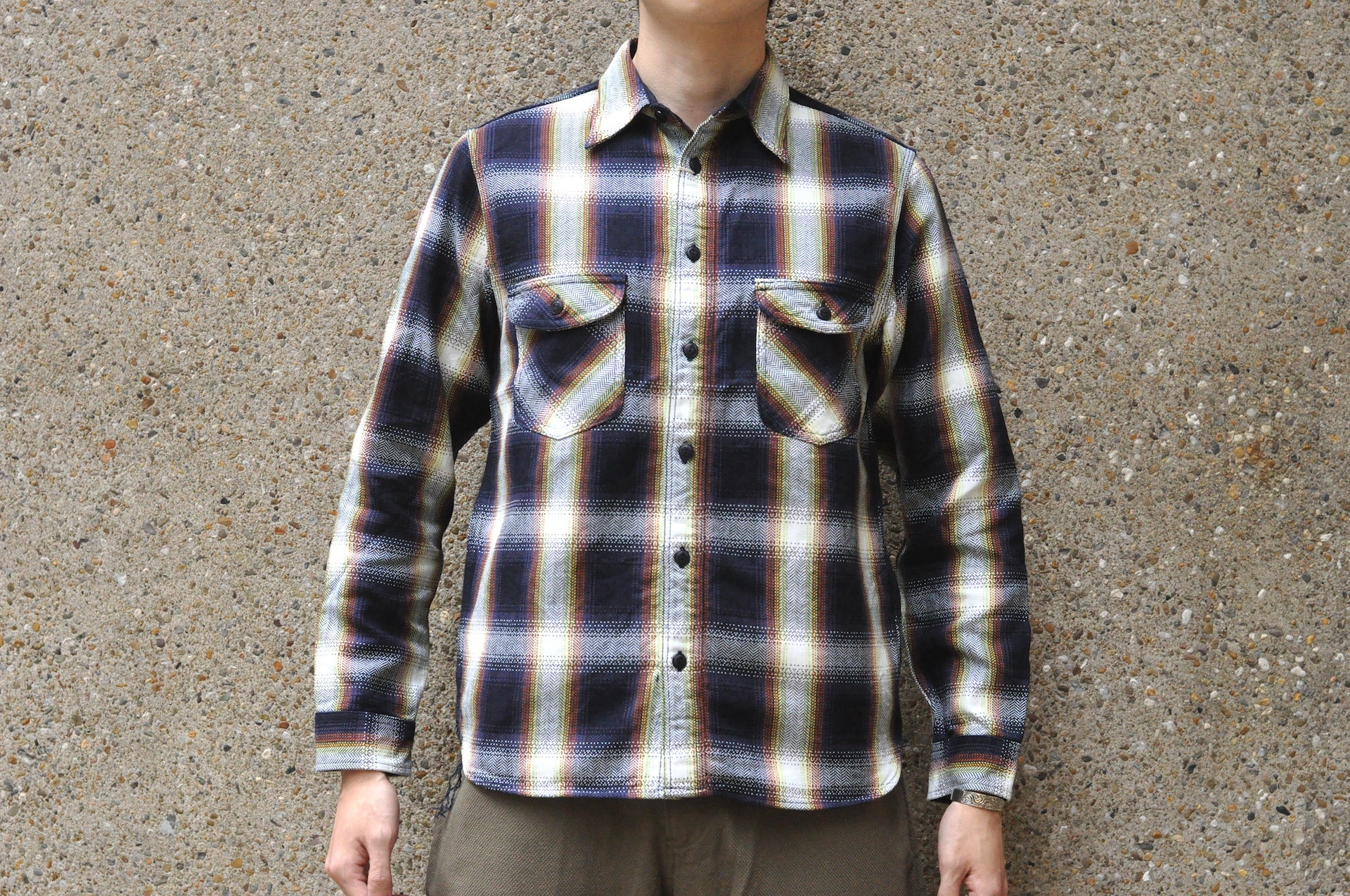 D OMBRE CHECK WOOL SHIRT Green L