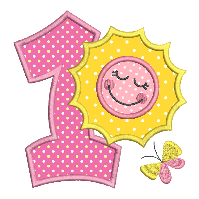 Girl S 1st Birthday Applique Embroidery Design Sweet Stitch Design