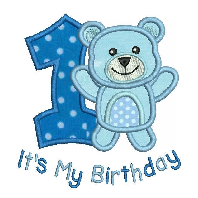 1st Birthday Teddy Machine Embroidery 