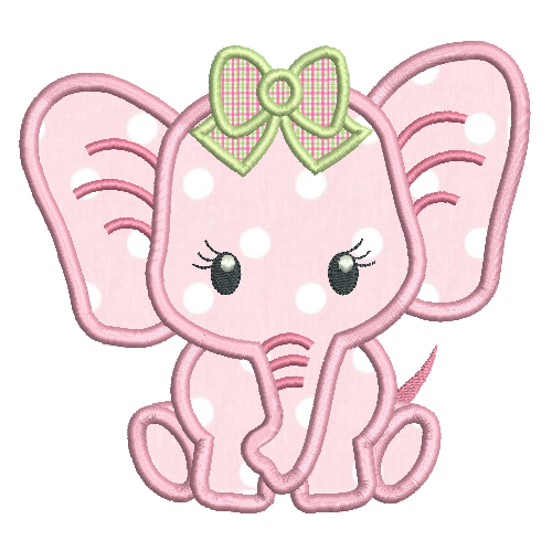 Baby Girl Elephant Applique Machine Embroidery | Sweet Stitch Design ...