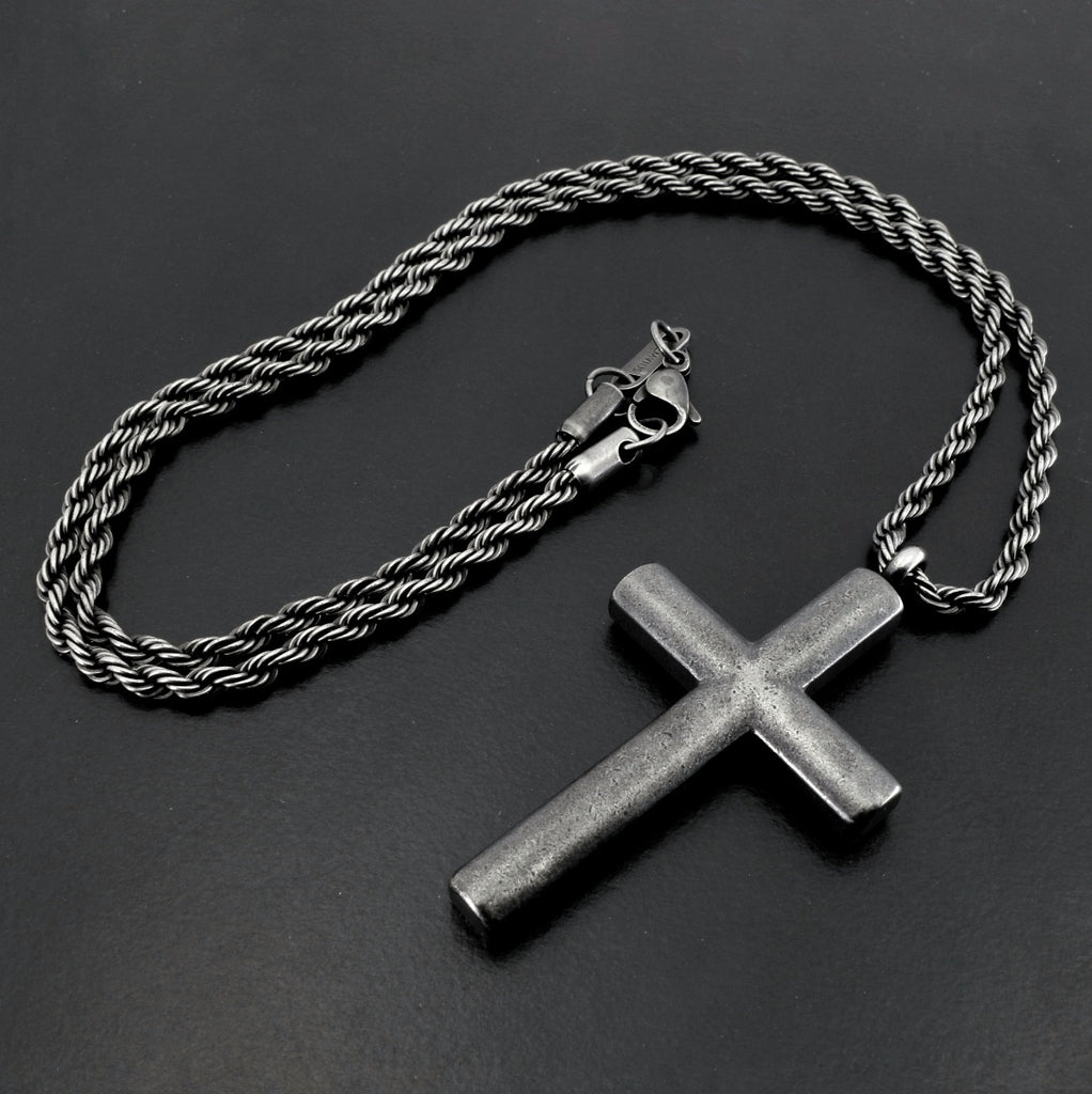 Mens Stainless Cross Necklace Stainless Steel Faith Gemvius 9696