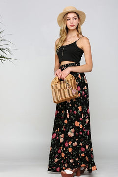 Floral Woven Maxi Skirt