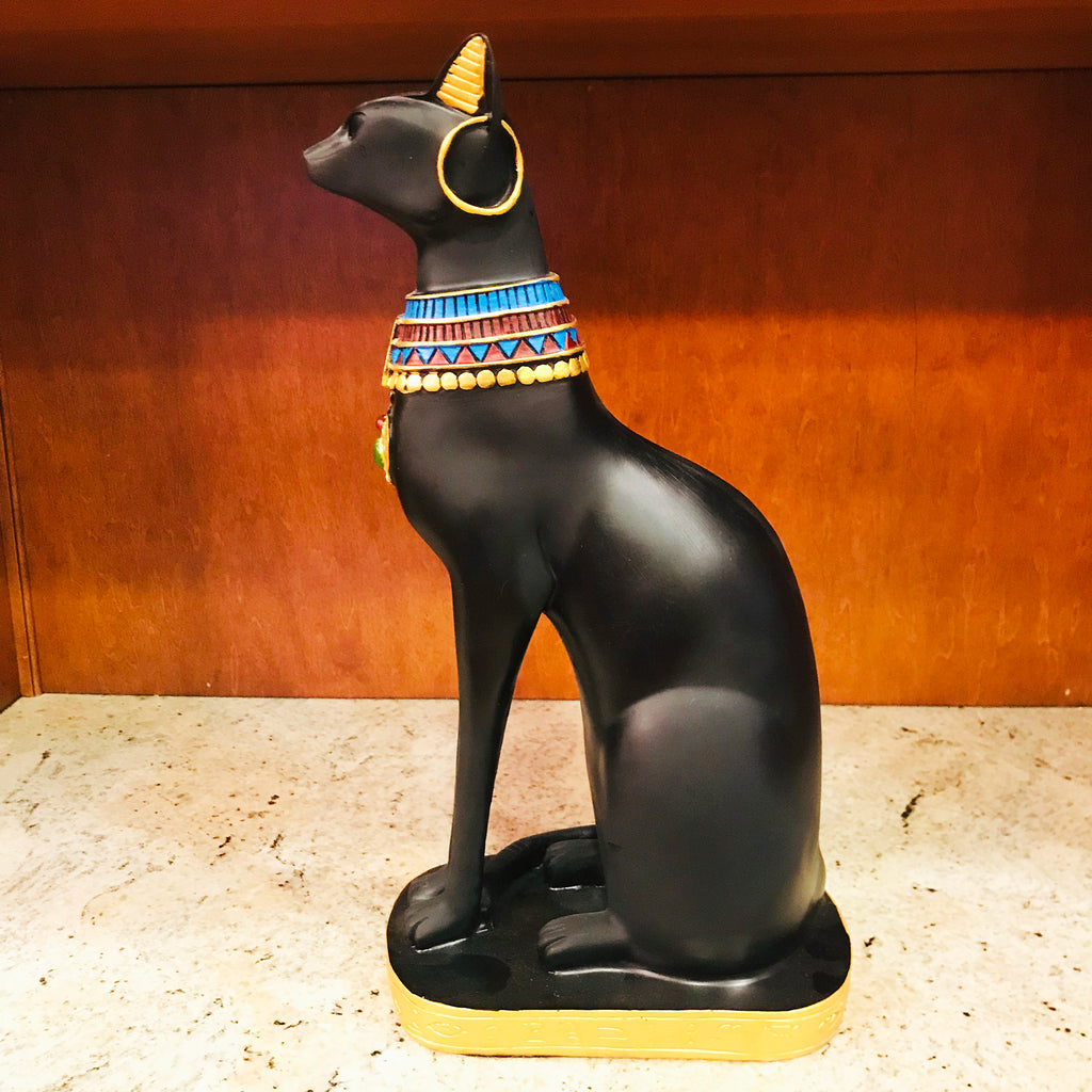 Black Egyptian Ancient Style Cat Goddess Bastet Statue. 2 sizes availa