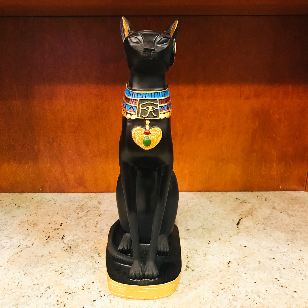 Black Egyptian Ancient Style Cat Goddess Bastet Statue. 2 sizes availa