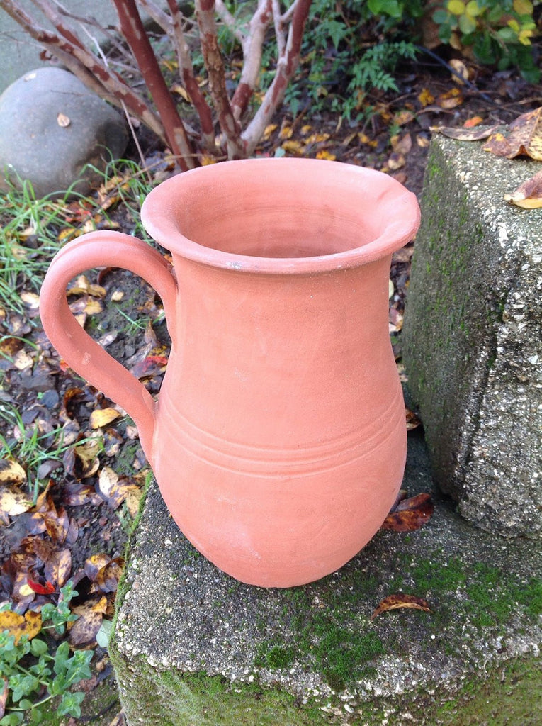 Hand Thrown Heavy Terracotta Pitcher Shaped Planter with Large Handle