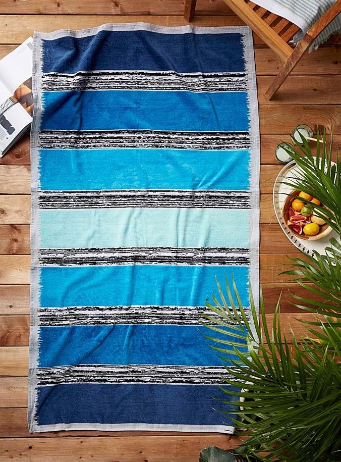 Extra large striped blue beach towel