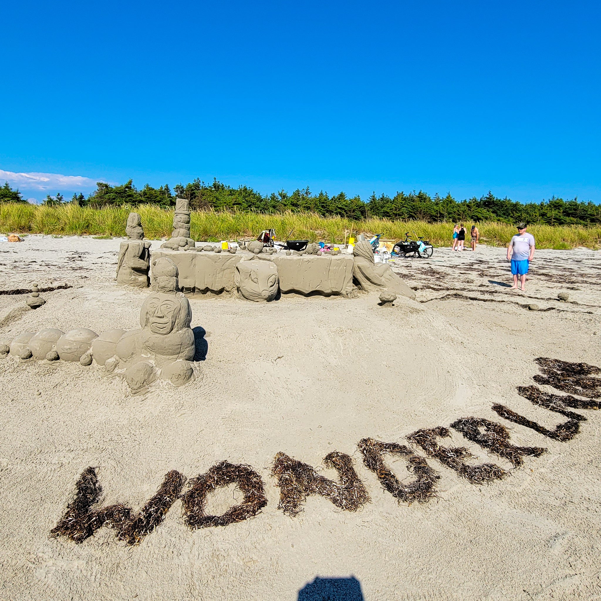 An Alice in Wonderland sandcastle with all the characters! #beachlife #sandcastle #sandy