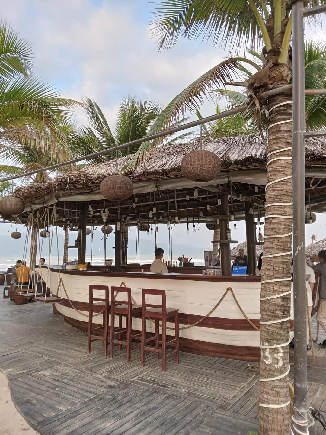 Tropical outdoor bar along the beach in Da Nang, Vietnam