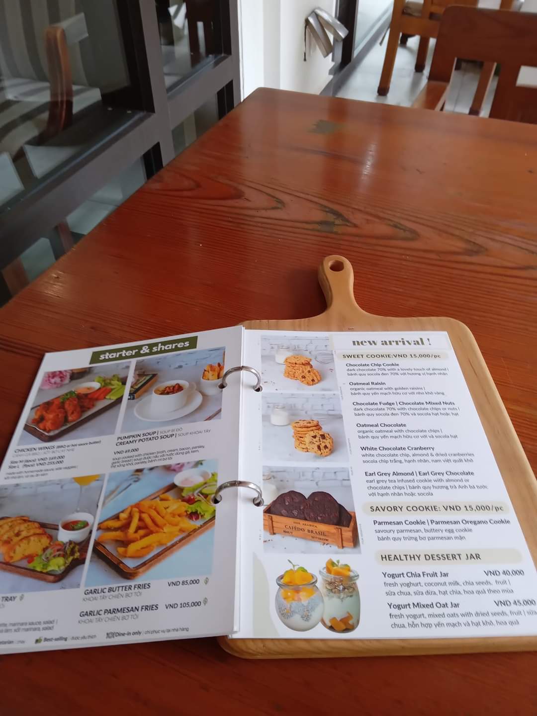Breakfast menu at a restaurant in Da Nang, Vietnam
