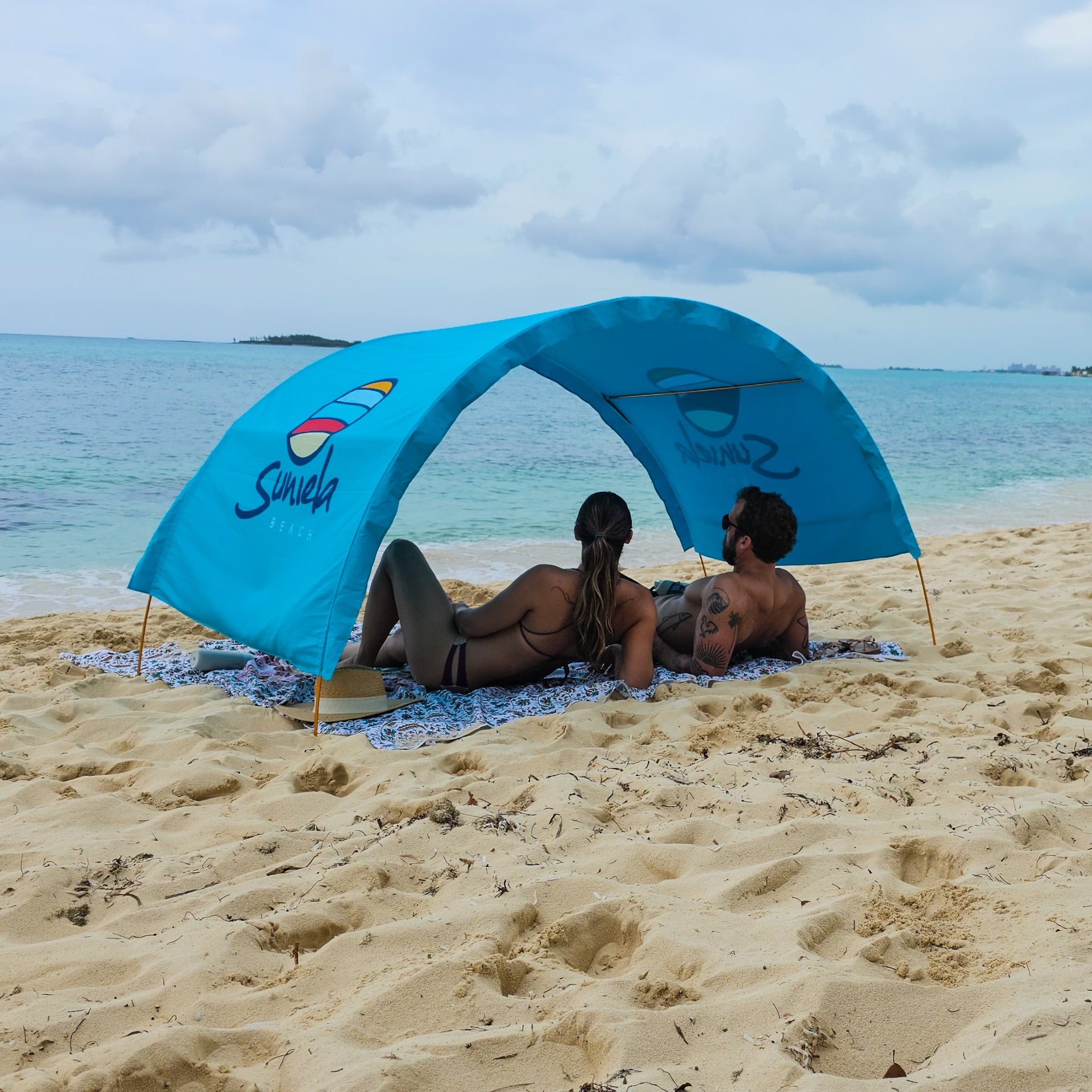 Blue Cabana Cotton Large Beach Blanket by Métier