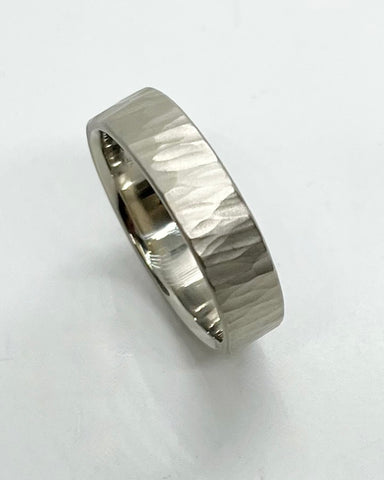 Textured white gold ring