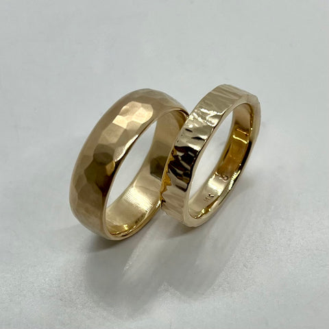 Textured yellow gold rings