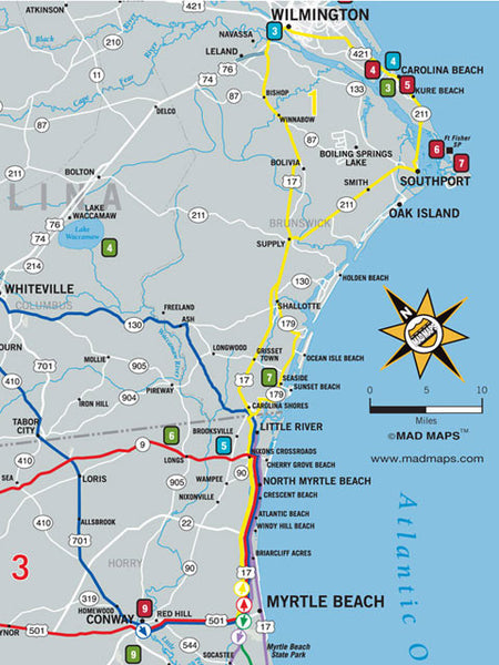 MAD Maps - RRMB01 - Rally Run Road Trip Map - Myrtle Beach – MAD MAPS