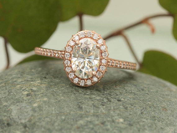 Moissanite Rose Gold Engagement Ring Diamond Alternative