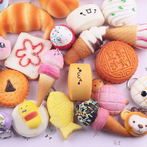 10Pcs Random Kawaii Mini  Soft  Squishy  Foods Panda Bread 