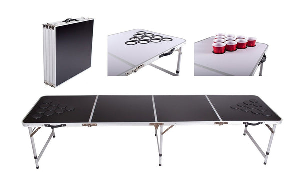 NEW 8' ALUMINUM BEER PONG TABLE WITH HOLES FOR CUPS PORTABLE 