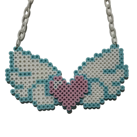 Angel Wing Heart Pixel Necklace by Candelicious