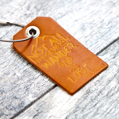 not all who wander are lost quote luggage tag
