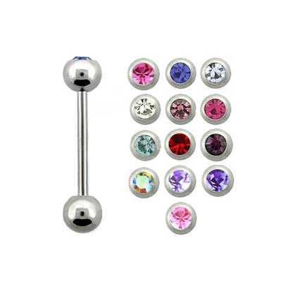 Barbell Stainless Steel Jewelled 1.6mm BJ1006J - Rossan Distributors