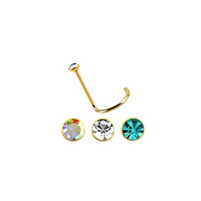 Twist Post 18ct Gold Jeweled Nose Stud NS1025 - Rossan Distributors