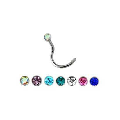 Twist Post Stainless Steel Jeweled Nose Stud NS1030 - Rossan Distributors