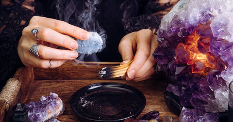 Cleansing crystals by smudging